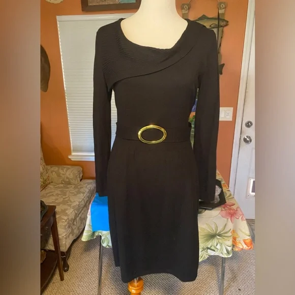 Spense | Dresses | Black Knit Dress With Gold Buckle Belt Medium | Poshmark Spense | Dresses | Black Knit Dress With Gold Buckle Belt Medium | Poshmark
